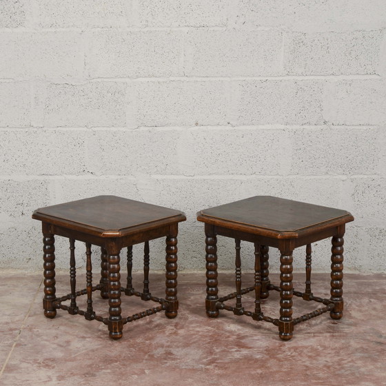 Pair of 19th Century Carved and Turned Wood Stools (photo 5 of 10)