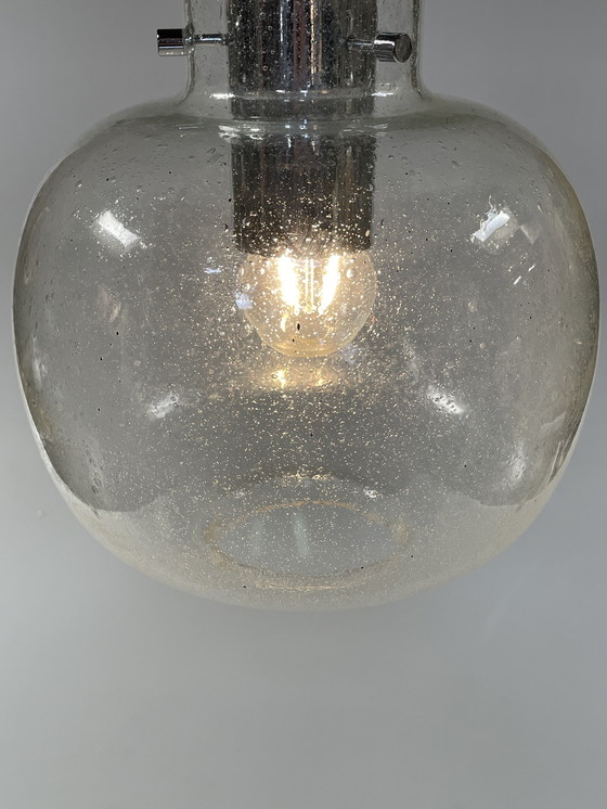 Image 1 of Glass Space Age Pendant Lamp, Glashütte Limburg, Germany 1970's