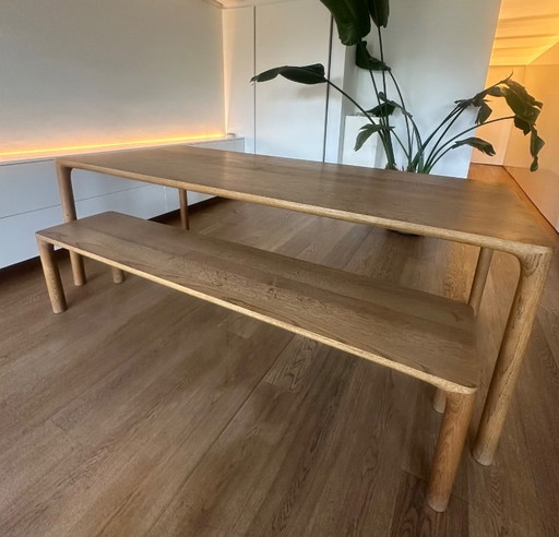 Ensemble table et banc sur mesure Artisan Jean (chêne Jahorina AR1) – eetkamerset, Wood