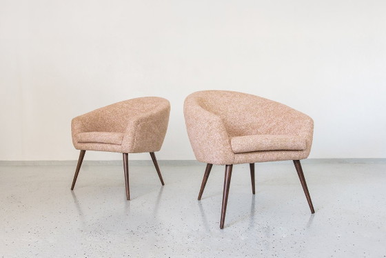 Image 1 of Roze vintage schelpfauteuils van LFM, Polen, jaren 70, set van 2