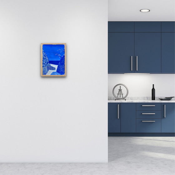 Image 1 of Ultramarine blue gouache on 250g natural paper.
Size 40x30cm.