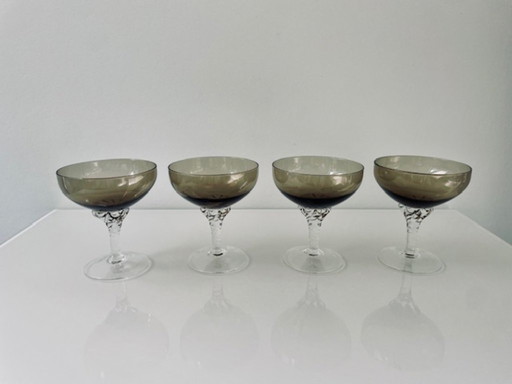 Ensemble de 4 coupes à fumer en cristal - Italie