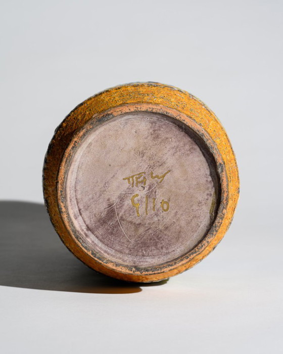 Image 1 of Alla Moda Fratelli Fanciullacci Attributed Geometric Floor Vase Lava Glaze Italy