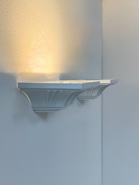 Image 1 of Coppia di applique vintage, ABS stampato bianco opaco, Francia, 1980