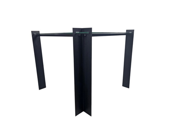 Image 1 of Post Modern - bijzettafel - vierkant - glas - metaal - 80's