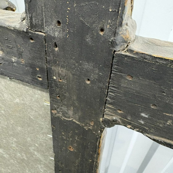 Image 1 of Antieke vergulde spiegel, cherubijn en eikenblad decoratie