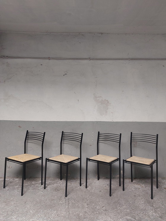 Image 1 of 4 x Sillas de mimbre y metal de los años 80