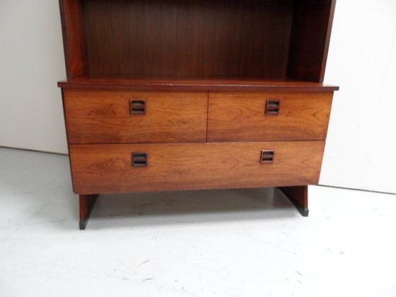 Image 1 of Bibliothèque ouverte de style Mid-Century avec tiroirs