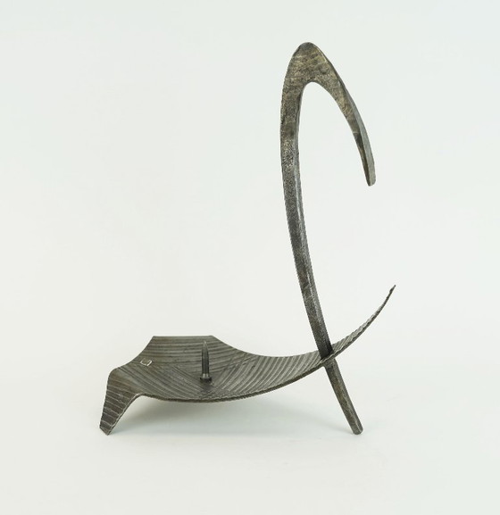 Image 1 of sculptural mid century modern brutalist iron CANDLE HOLDER 1960s 1970s