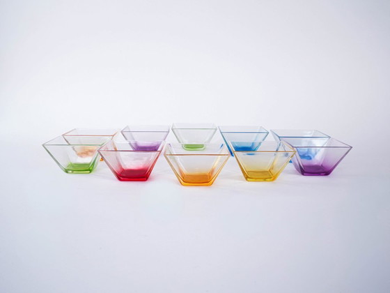 Image 1 of Set di ciotole quadrate in vetro, design italiano, anni '80, made in Italy