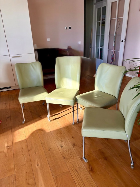 Bert Plantagie Leather Green Dining Room Chairs/Wheels – Dining chairs (photo 5 of 5)