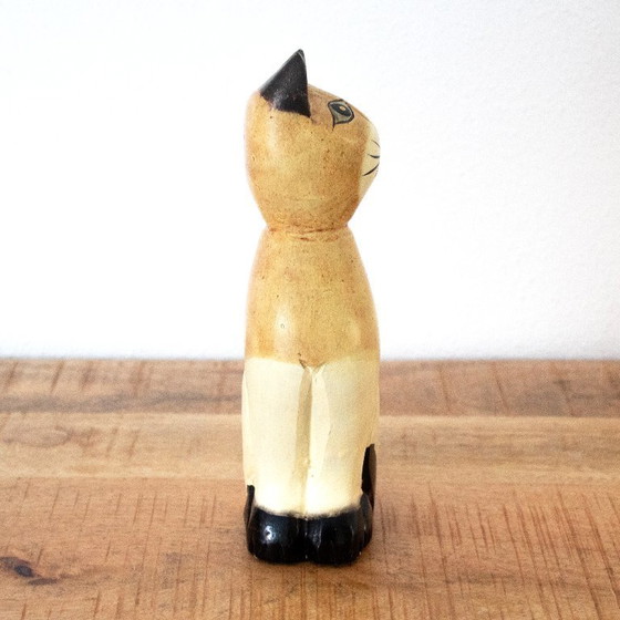Image 1 of Gato siamés de madera antiguo