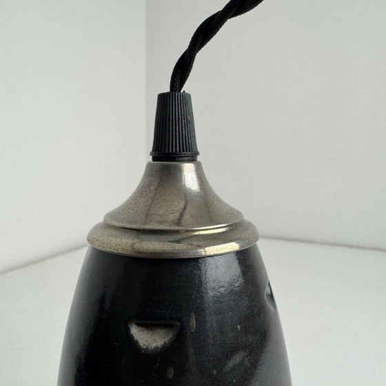 Image 1 of Lampada a sospensione industriale antica, smaltata, per officina.