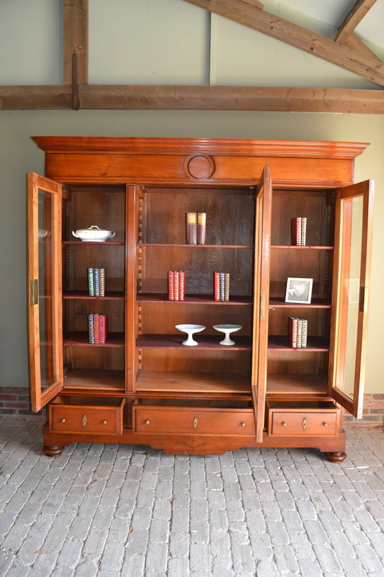 Image 1 of Large Antique Mahogany Wooden Bookcase, Display Case