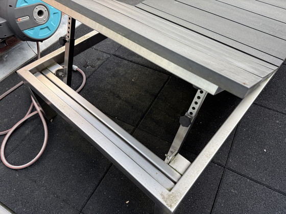 Image 1 of Chaise longue unique en acier inoxydable avec des planches composites solides