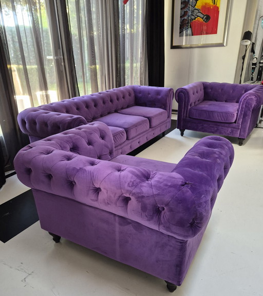 Chesterfield bank + stoelen