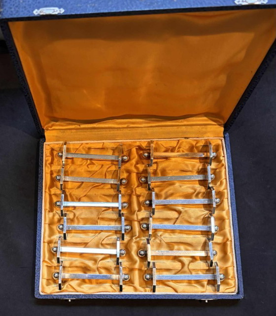 Image 1 of Poggiacoltelli Art Déco in argento placcato - Set da 12 - Francia anni '30