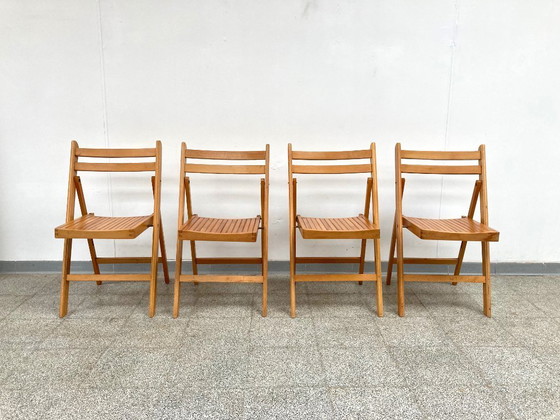 Image 1 of 4 sedie pieghevoli vintage in legno di faggio anni '70