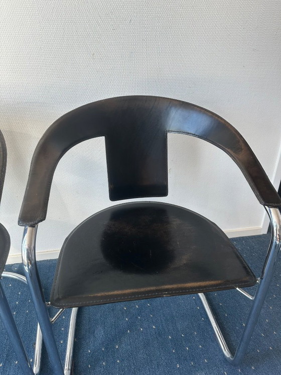 Image 1 of Designer chairs – A. Rizzatto – set of 4 – chrome & black