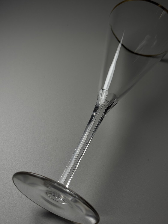 Image 1 of Josephinenhütte “Josephine” Champagne Glasses, Gold Rim, circa 1900 (Set of 6)