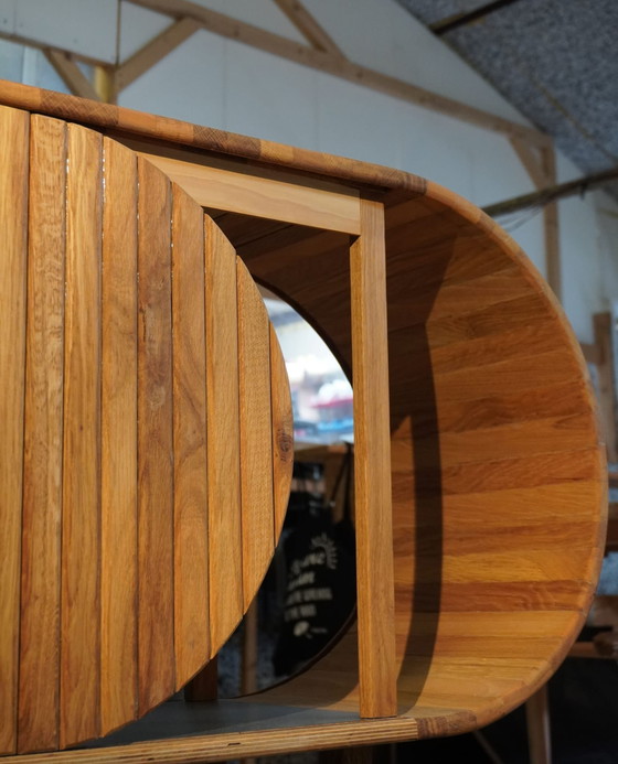 Image 1 of Unique wooden cabinet with roller door, handmade