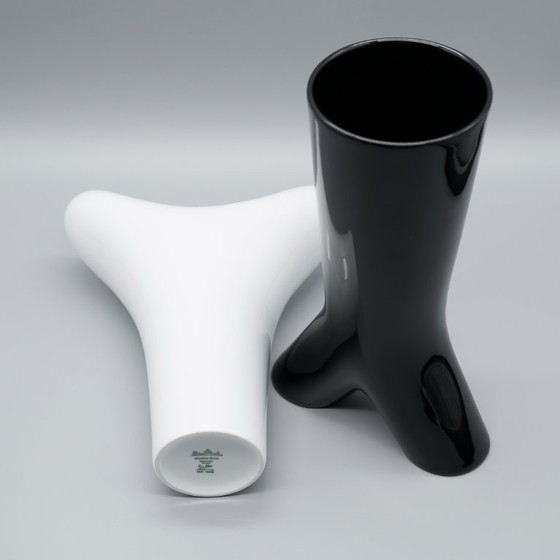 Image 1 of Rosenthal Studio Linie B&W Glossy Porcelain SPIRIT Vase Duo by Platt & Young 80s