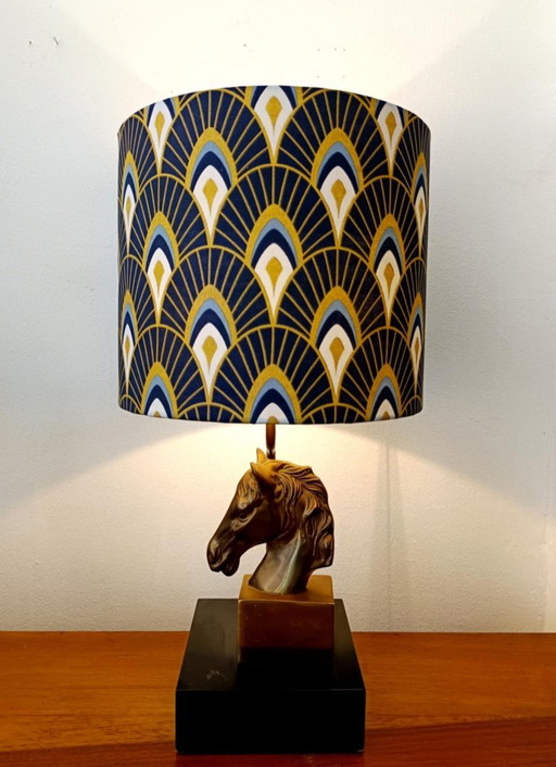 Lampe cheval abat-jour art déco, style Maison Charles