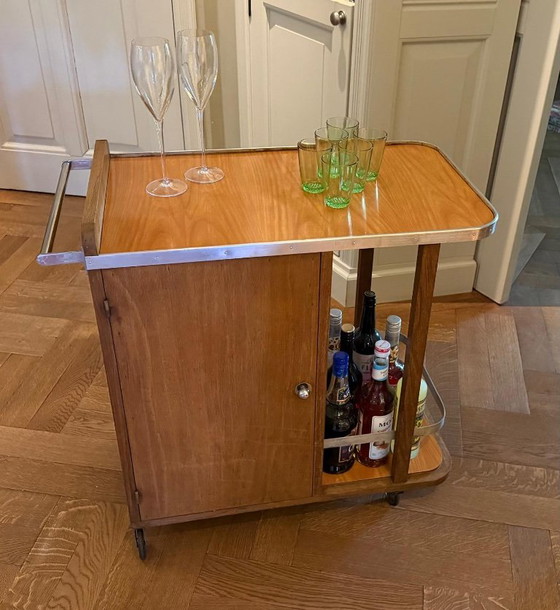 Originele Franse Vintage Drankentrolley/Barwagen (Jaren 50-60)-Met ETF Paris Wieltjes – Drankenkasten, Plastic (photo 7 of 8)