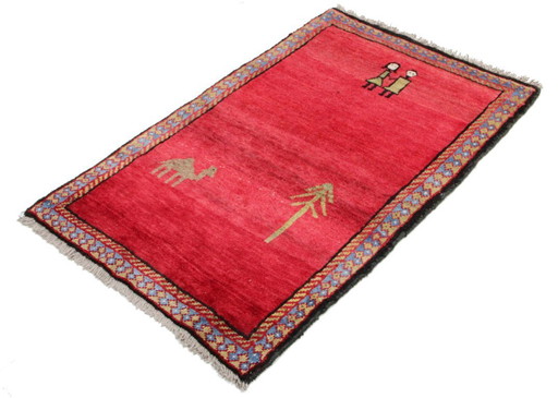 Tappeto persiano originale Gabbeh Ghashghai tappeto orientale 133 cm x 84 cm vecchio naturale