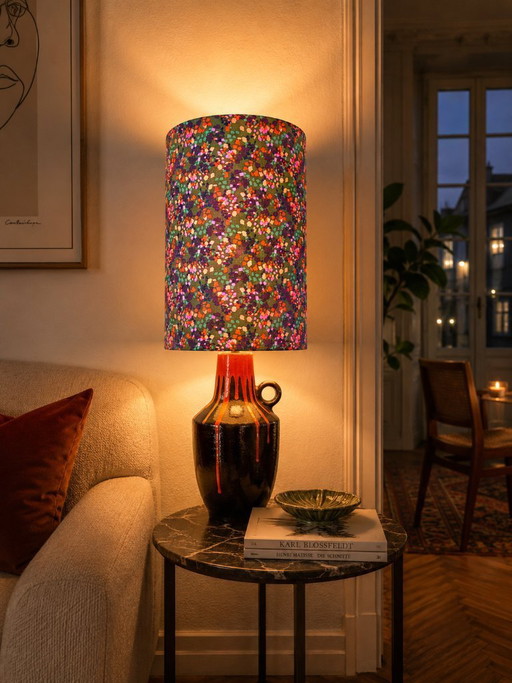 Impressionante lampada da terra Scheurich con smalto luminoso Fat Lava