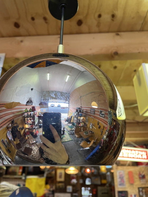 Image 1 of Lampe globe suspendue chromée vintage des années 70