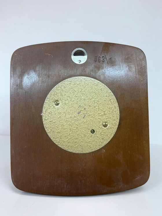 Vintage Mid Century Weather Station 1960s Wooden Barometer Thermometer Wall Unit Danish Modern Teak Look (photo 6 of 7)