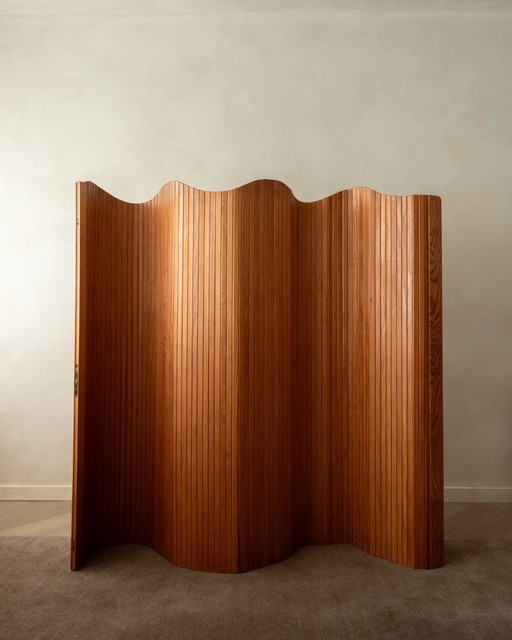 Vintage Art Deco grenen kamerscherm van Jomain Baumann voor Baumann, jaren 1930.