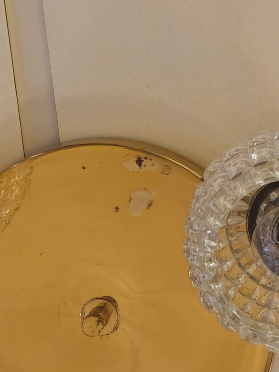 Image 1 of Vintage Brass Ceiling Light Ceiling Lamp Glass Limburg