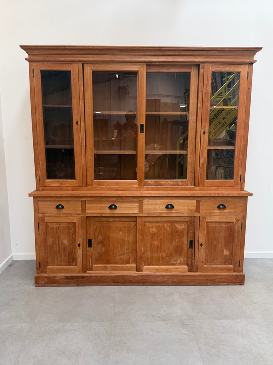 Image 1 of Large Solid Teak Display Cabinet / Hutch – 220 cm