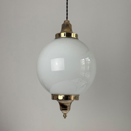 Lampada a sospensione vintage in vetro opalino, 23 cm XL
