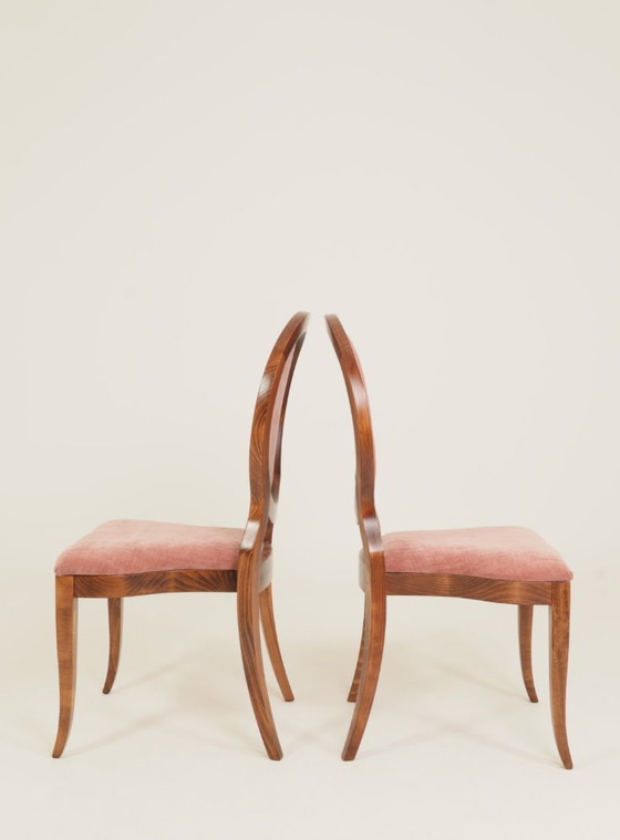 Image 1 of Ensemble de 6 chaises de salle à manger vintage en rose indienne