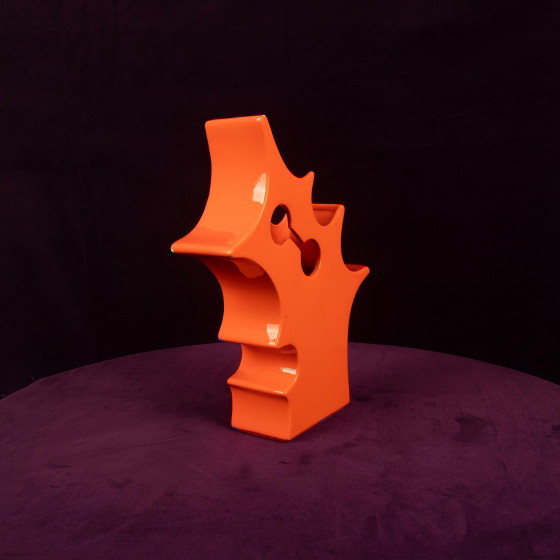 Abstract Oranje Keramische Sculpturale Vaas, Postmodern Space Age, Italië, 1980 – Vazen, Ceramic (photo 14 of 19)