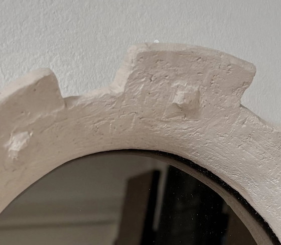 Zeitgenössischer französischer Keramikspiegel, "Gioielli" von Renzo Maar., Glas, Weiß, Brutalist (Foto 6 von 12)