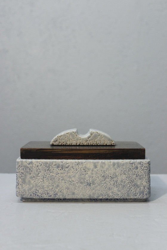 Image 1 of Crisp Enamel Ceramic & Wood Box