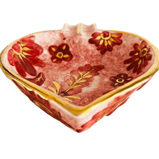Vintage Barok Hartvormig Schaaltje Hart Roze Goud Keramiek 1970's