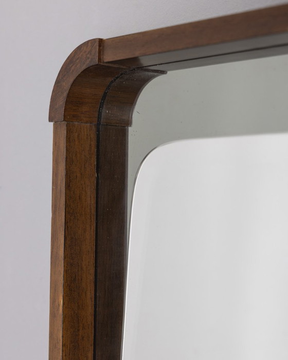 Image 1 of Vintage 1960s wall mirror in wood and smoked glass, Italian design