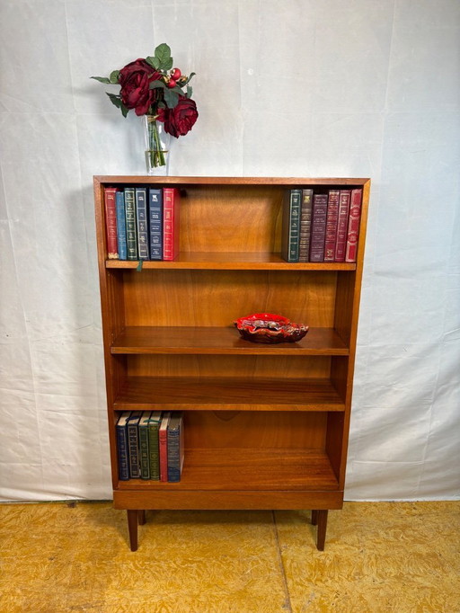 Mid-Century Retro Vintage Teak Bookcase by Nissenbaum & Sons 1967  Slim Danish-Inspired Design • Adjustable Shelves • Elegant Sp