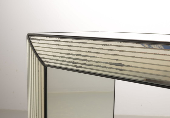 Image 1 of Exclusive Striking Minimalist Handmade Silver Mirror Console Table / Wall Art Object, 1980s