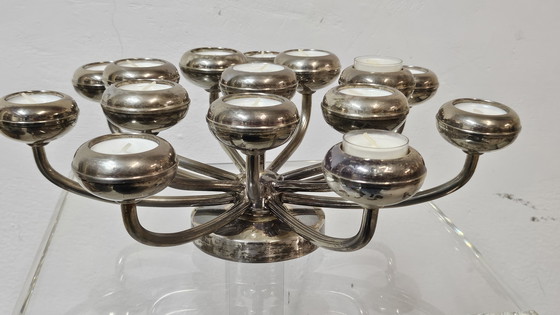 Image 1 of Fink MANUFAKTUR Kandelaar Theelichthouder SHORTLIGHT 15-vlams verzilverd