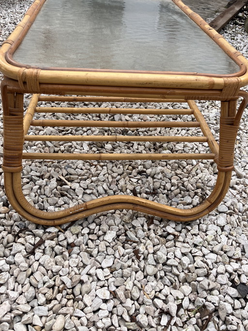 Rohe Noordwolde Rattan Garden Table / Table With Glass Top