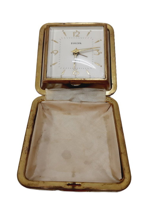 Vintage mechanical alarm clock Europa, travel alarm clock