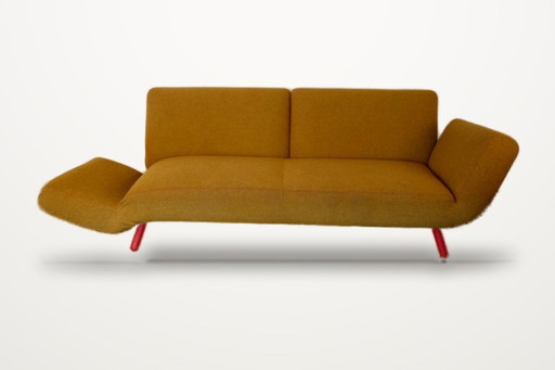 Sofá de tres plazas Leolux Pode Dr'op + otomana, amarillo – 3 5 zitsbanken, Textile