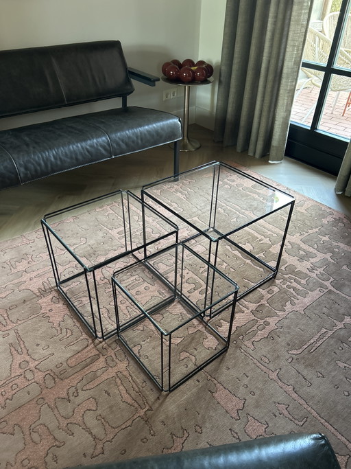 Set di 3 pezzi "Isocéle" di Max Sauze - anni '70. In ottime condizioni! – salontafels, Metal, Glass (photo 2 of 6)