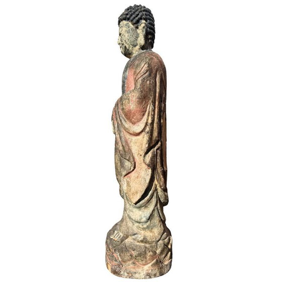 Antique Wooden Guanyin Statue from China – Large Polychrome Temple Sculpture (photo 11 of 13)